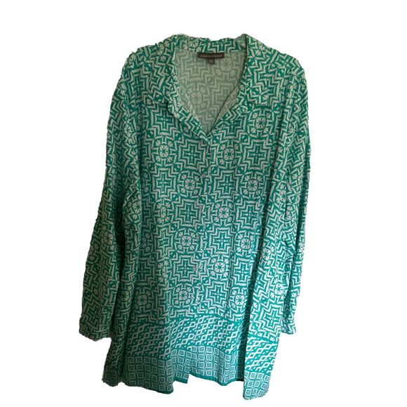 Jessica London 26W Button Down long sleeve Lounger Or Swim Suit Cover Up. - Picture 2 of 9